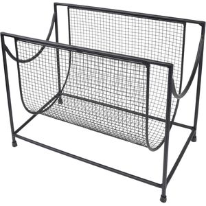Tijdschriftenrek - Krantenbak - Metalen structuur - Zwart - Stijlvol