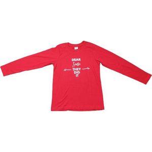 Kinder Kerstshirt - Met tekst - Rood - Katoen - Maat 122-128