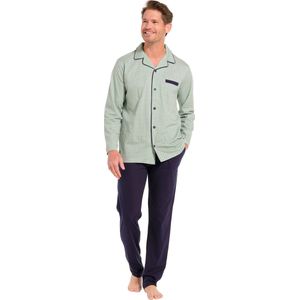 Pastunette Pyjama - Square - Katoen - Doorknoop - Lichtgroen/Blauw - Maat 48