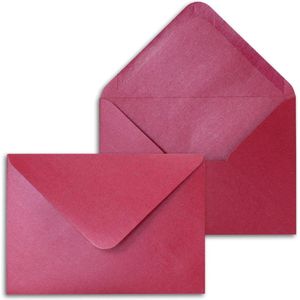 50x Dark Red Metallic Effect DIN C6 Envelopes - 114 x 162 mm - 90 g/m² - Coated on Both Sides - Mother-of-Pearl Effect - Wet Glue - Invitations - Birthday - Christening
