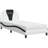vidaXL - Bed - met - matras - kunstleer - zwart - en - wit - 80x200 - cm