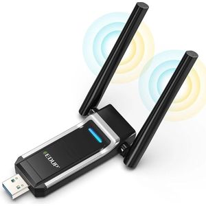 EDUP AC1300 - Draadloze USB WiFi Adapter - Dual Band (2.4GHz/5.8GHz) - Krachtige Antennes - USB 3.0 - Geschikt voor Windows, MacOS en Linux