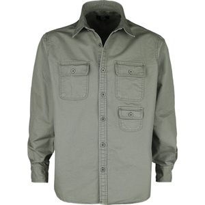R.E.D. Rock-Engineered Design Olijfgroen legershirt met lange mouwen - Heren - S