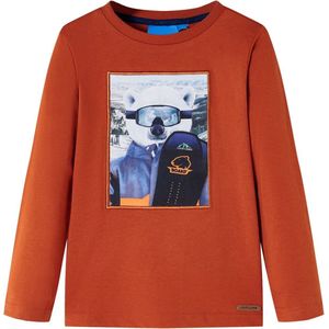 vidaXL - Kindershirt - met - lange - mouwen - 104 - lichtroestkleurig