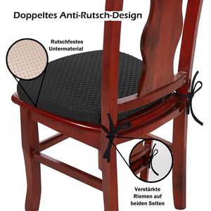 Zitkussen van traagschuim, 43 x 40 cm, zachte antislip zitkussen met bandjes en afneembare kussensloop, zelfkoelende 3D-viscose-vezel, U-vormig stoelkussen voor de meeste stoelen, zwart
