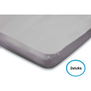 Junior-Baby-Hoeslaken- Jersey -Stretch -100% Katoen- Rondom Elastiek -60 x 120 cm- Grijs - Set van 2Stuks