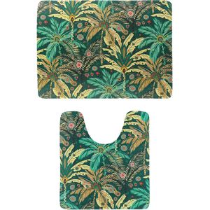 Tendance badkamer matten set Jungle Fever - toiletmat/badmat - 45 x 50 cm - microfiber - antislip