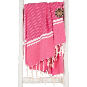 ZusenZomer Hamamdoek XL SOUSSE - hammam strandlaken sauna handdoek backpacken - dames - extra groot - 100x190 cm -  Roze