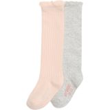 Set van 2 - Babysokjes - Poederroze - Katoen/Polyamide/Elastaan/Polyester