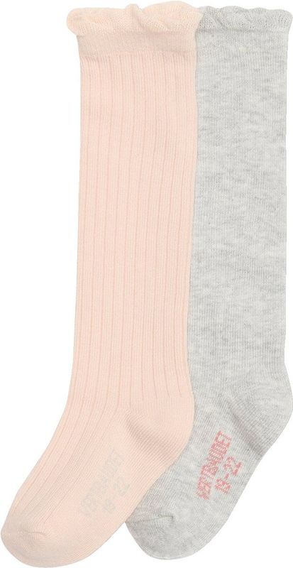 Set van 2 - Babysokjes - Poederroze - Katoen/Polyamide/Elastaan/Polyester