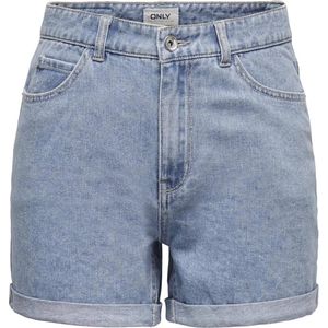 Dames Korte Broek Lichtblauw Denim - Hoogwendige Mom Fit - Maat XL