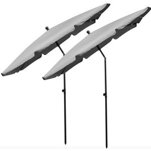 In Round Parasols 2 Pack – 130 x 200 cm – Kantelbaar en Inklapbaar – Grijs – Zonwering Buiten – Stokparasol – Balkonparasol – Balkon Strand of Tuin – Knikbaar – Waterdicht – Weerbestendig