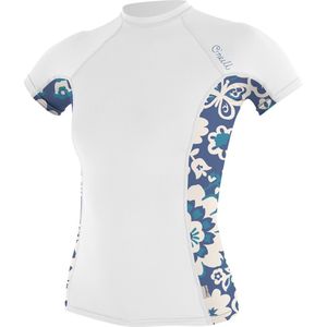 O'Neill Dames Korte Mouwen Lycra Vest Met Zijprint - White