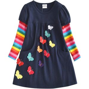 Meisjes Jurk Gestreept Katoen met Lange Mouwen voor Lente en Herfst