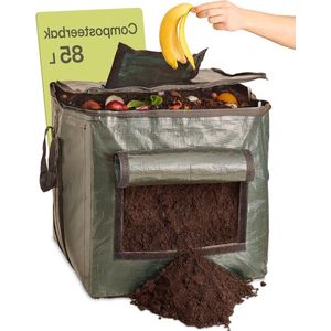 Kleine Composteerbak voor de Tuin 85 L - Weerbestendig - Extra Stevig - Met Ventilatie- en Vulklep - Snelle Composteerder voor Keuken - en Tuinafval