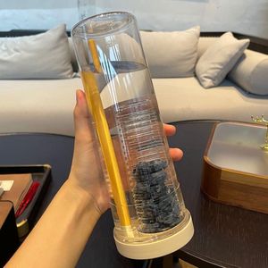 Allecto Plus - Herbruikbare Kunststof Mok - 700 ml - BPA-vrij - Transparant - Grote Capaciteit - Drinkfles Beker - Suikerriet - Draagbaar - Voor Buiten en Kantoor