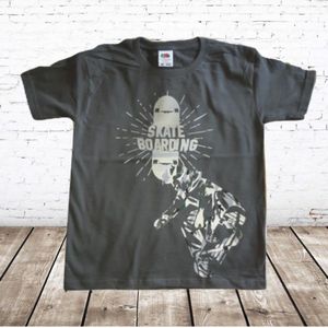 Jongens shirt Skate grijs -Fruit of the Loom-98/104-t-shirts jongens