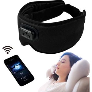 QualityHouse - Bluetooth Slaapmasker inclusief 20 geluiden (white noise, natuur geluiden en muziek) - 100% verduisterend – Ultraplatte zachte spons speakers – Sleepphones – Slaap koptelefoon - Draadloos - White Noise - Snurken - Kado