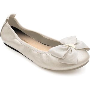 Vrouwen Platte Pumps Dames Dolly Dollie Ballet Ballerina Werk Smart Office Formele Comfort Boog Ronde Neus Slip On Flats Schoenen Beige Maat 40.5 EU
