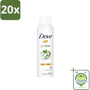 20 x Dove Go Fresh - Deospray - Komkommer - 150 ml - Grootverpakking - Dove Go Fresh - Deodorant - Komkommergeur - Groene Thee - Langdurige Bescherming