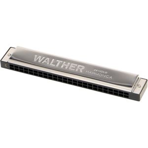 Walther Tremolo mondharmonica 24 gaten C - Prachtig ontwerp - chroom/zwart