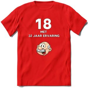 18 met 32 jaar ervaring T-Shirt | Grappig Abraham 50 Jaar Verjaardag Kleding Cadeau | Dames – Heren - Rood - XXL