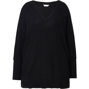 MIAMODA MIAMODA - Dames - Pullover poncho-look V-hals - Zwart - Maat 58+