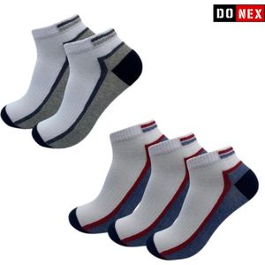 8 Paar Sneakersokken - Donex - Plattenaad - Lijn - Maat 39-42