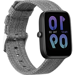 Compatibel met Huami Amazfit Bip 3 Pro 20mm Metaal en canvas Horlogebandje - Lichtgrijs .