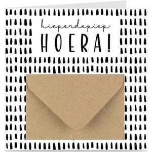 Kaart met cadeau envelopje / Verjaardagskaart / Wenskaart | HIEPERDEPIEP HOERA | voor geld of cadeaukaart