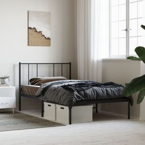 The Living Store Bedframe Klassieke - Metalen Robuust Zwart - 196 x 105 x 90 cm - Geen Matras Inbegrepen