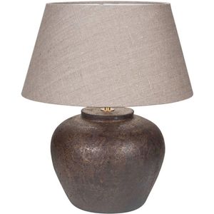 Keramiek tafellamp Mini Tom | 1 lichts | bruin | keramiek / stof | Ø 25 cm | 44 cm hoog | landelijk / sfeervol / klassiek design