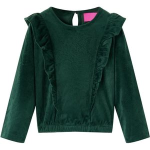 vidaXL - Kinderblouse - met - ruches - 104 - donkergroen