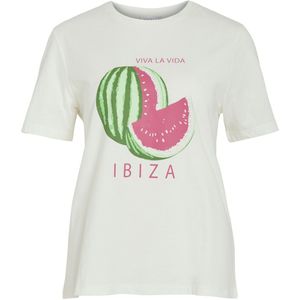 Vila T-shirt Vihiva T-shirt / Lc 14110383 Cloud Dancer/watermelon Dames Maat - L