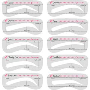 wenkbrauw stencil - wenkbrauw stempel - wenkbrauw sjabloon - wenkbrauw tattoo - wenkbrauw vormen - eyebrow stamp - set van 10 stuks