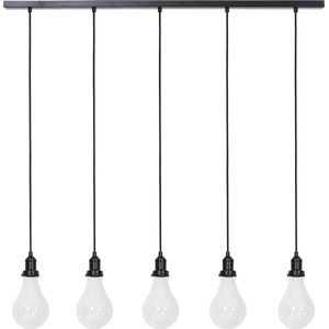 Light & Living Hanglamp LAYANA 5-Lichtpunten - mat zwart +helder glas