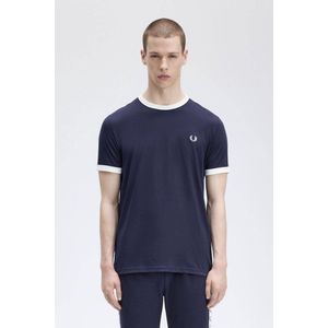 SINGLES DAY! Fred Perry - T-Shirt Navy M4620 - Heren - Maat XL - Modern-fit