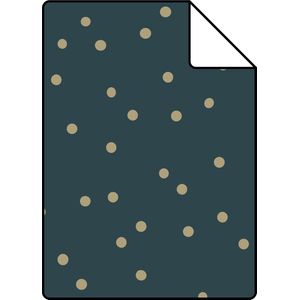 Proefstaal ESTAhome behang stippen donkerblauw en goud - 26,5 x 21 cm - 139276-S
