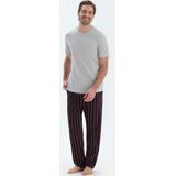 Dagi - Pyjama lang - Lichtgrijs - Bordeaux - Zwart