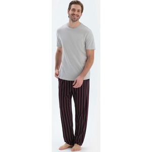 Dagi - Pyjama lang - Lichtgrijs - Bordeaux - Zwart