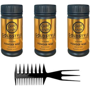 Gold style Powder Wax 3 stuks Een Styling Kam - Gold style - Haar, Haarstyling, Haarwax, Poeder Wax, Powder, Styling, Wax - 60.gr