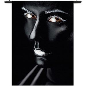 Velours Wandkleed Dame Zilvere Make up Rechthoek Verticaal XXL (250 X 180 CM) - Wandkleden - Met roedes