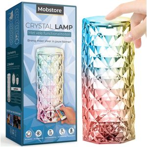 Crystal lamp – Luxe tafellamp met kristal effect – Sfeerlamp met afstandsbediening en touchbediening – Kristal lamp – Oplaadbaar – Diamond lamp - Mobstore