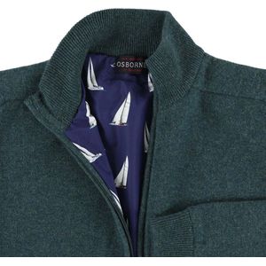 Osborne Knitwear Windstopper cardigan - Lamswol - Hunter - Voering met bootprint - XL