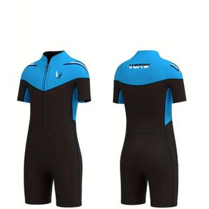 Livano Wetsuit Kinderen - Swimsuit - Shorty - Surfpak - Duikpak - Lange Mouw - Zwemsuit - Blauw - 4y