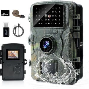 1080HD 16MP wildcamera - 20 inch lcd-scherm - 08 s snelle trigger - nachtzicht - bewegingsmelder - 39 lichtgevende infrarood-leds - 90° detectiehoek - IP66 - 32G Wildcamera