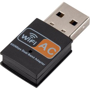 Provium USB WiFI Adapter - 600Mbps Dongle - 2,4Ghz en 5Ghz Wifi Antenne - voor Windows en MacOS - Draadloze verbinding - zwart