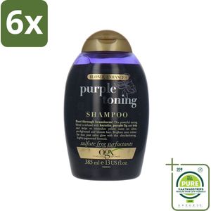OGX - Blonde Enhance - Purple Toning Shampoo - Voor Blond Haar - 385 ml - Voordeelverpakking - 6 stuks - Blonde shampoo - Paarse shampoo