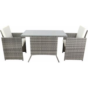 VCM 3-delige tuinset balkonset tuinmeubelen glazen tafel stoelen rotan Raloso 3-delige tuinset balkonset tuinmeubelen glazen tafel stoelen rotan Raloso