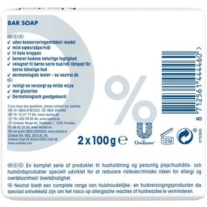 Neutral - Zeep - Bar Soap - Gevoelige huid - 2 Bars - 1 stuk